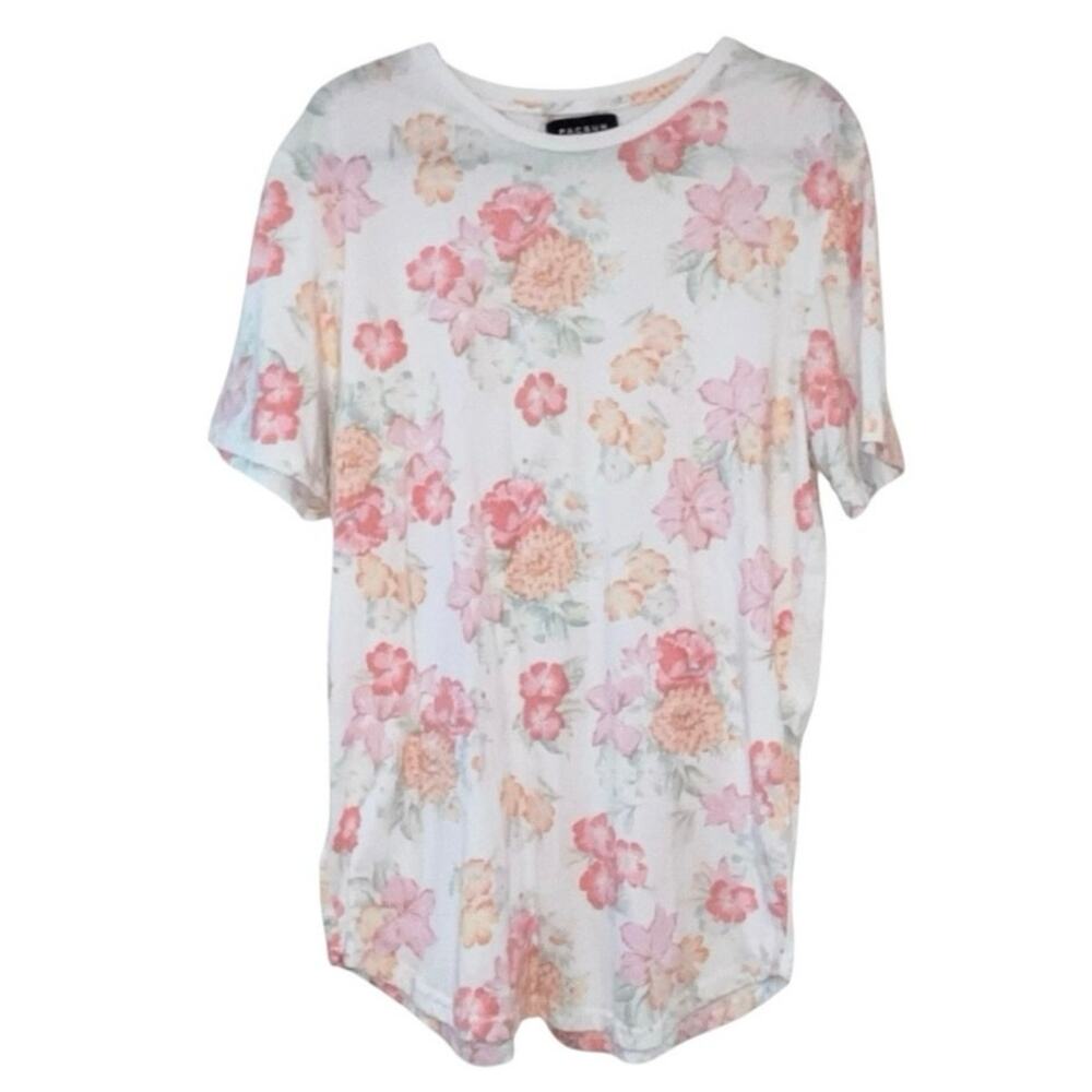 PacSun Floral Scallop Fit‎ T-Shirt XL Pastel Graphic Tee